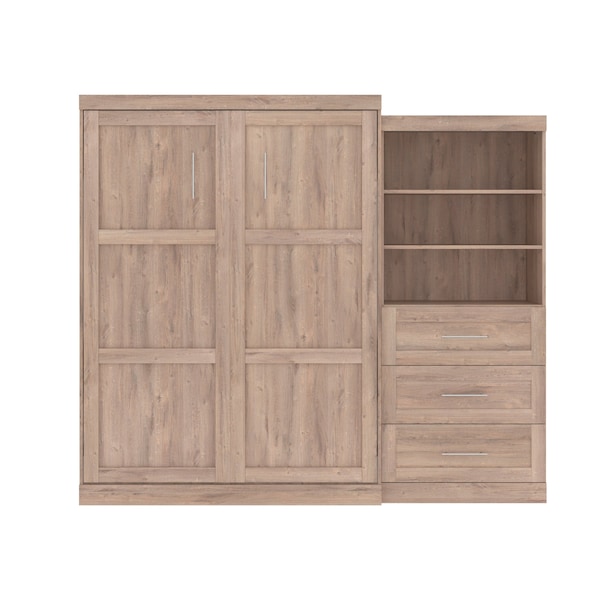 Pur Queen Murphy Bed And Storage Unit With Drawers (101W) In Rustic Brown